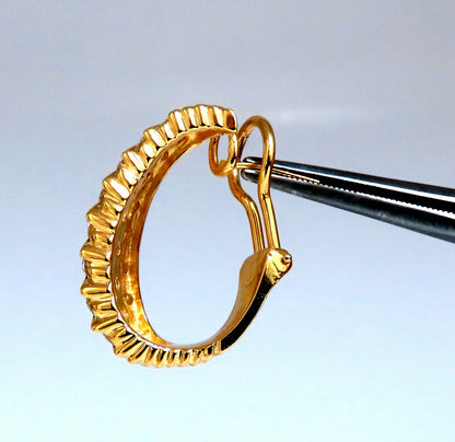 1.10ct Natural Diamonds Slant Row Channel Semi Hoop Earrings 14kt *v