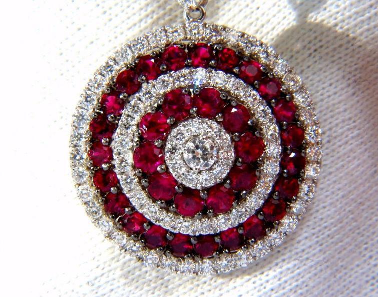 9.74ct Natural Ruby Diamond Dangling Earrings 18kt Roulette Bullseye 12323 *v