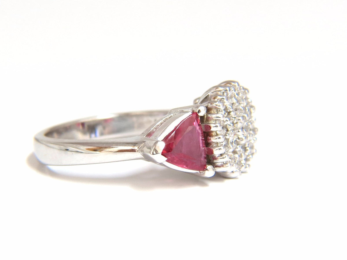 2.00ct NATURAL PINK SAPPHIRE DIAMONDS RING 14KT CIRCULAR CLUSTER TOP *v