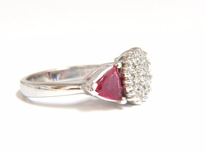 2.00ct NATURAL PINK SAPPHIRE DIAMONDS RING 14KT CIRCULAR CLUSTER TOP *v