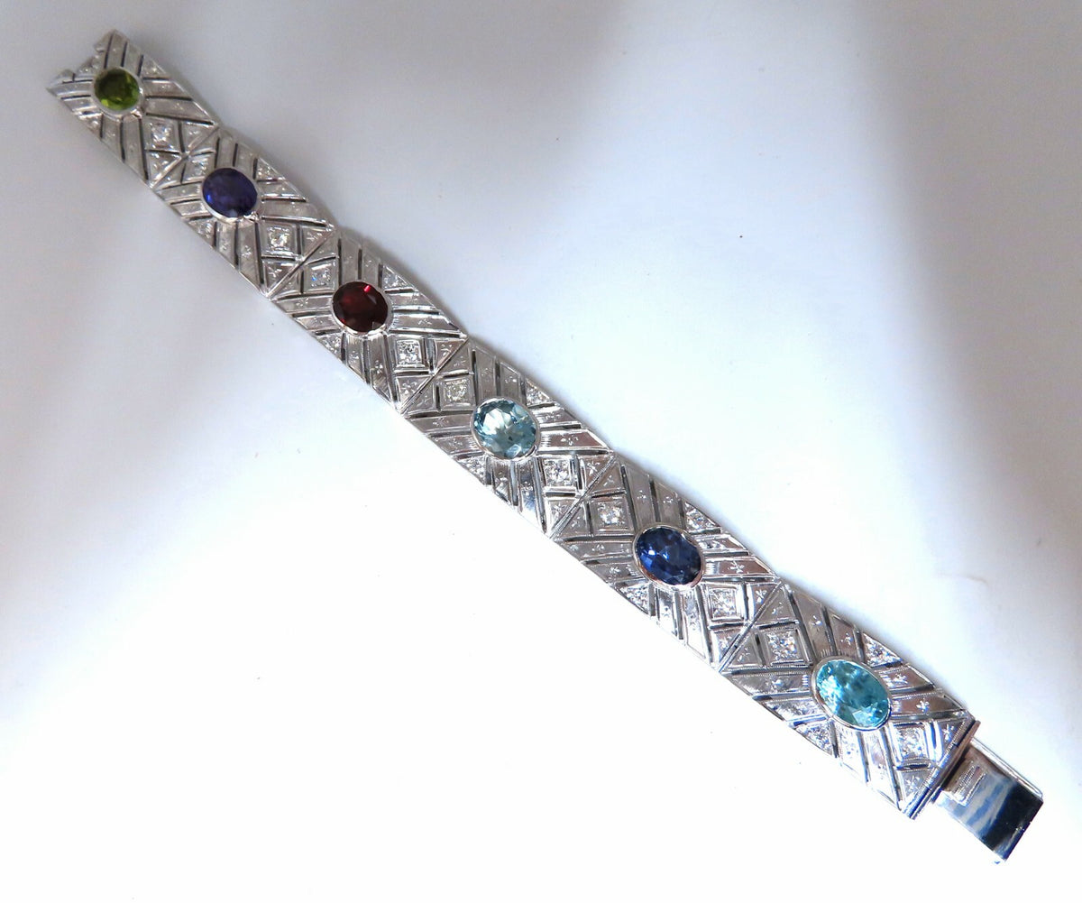 24.30ct Natural Gem Line Vintage Graver Etch Cuff Bracelet 18kt *v