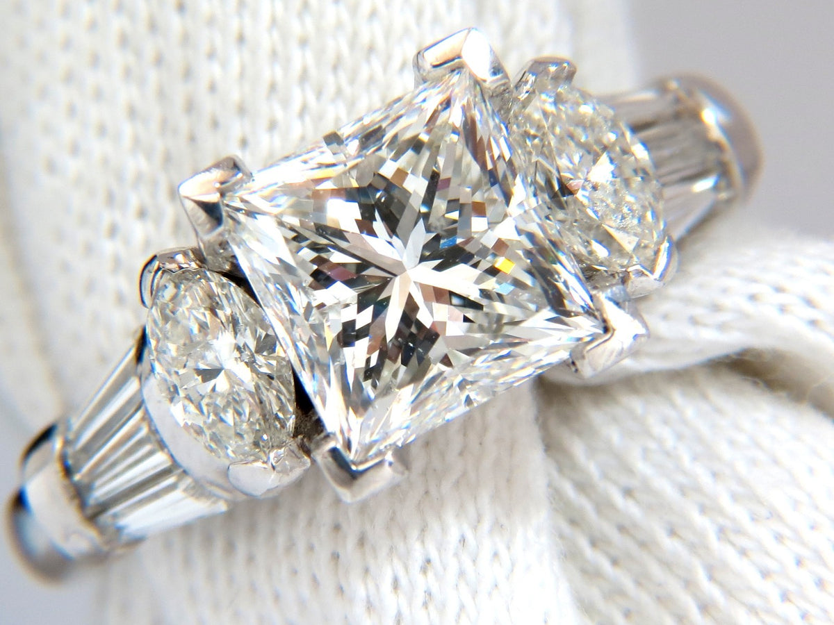 GIA certified 4.77ct. princess cut diamonds ring G/Si-1 platinum classic *v