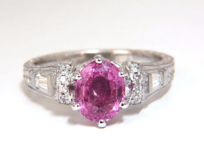 GIA Certified 1.90ct Natural No Heat Pink Sapphire Diamonds Ring 14kt *v