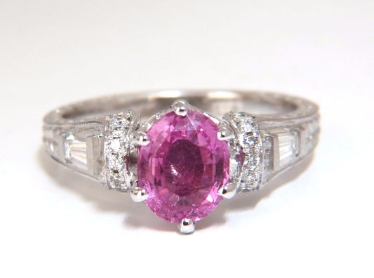 GIA Certified 1.90ct Natural No Heat Pink Sapphire Diamonds Ring 14kt *v
