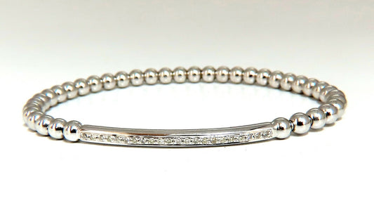 .24ct natural round Accordion Expandable Bead Link Slip On Bracelet 14 Karat *v