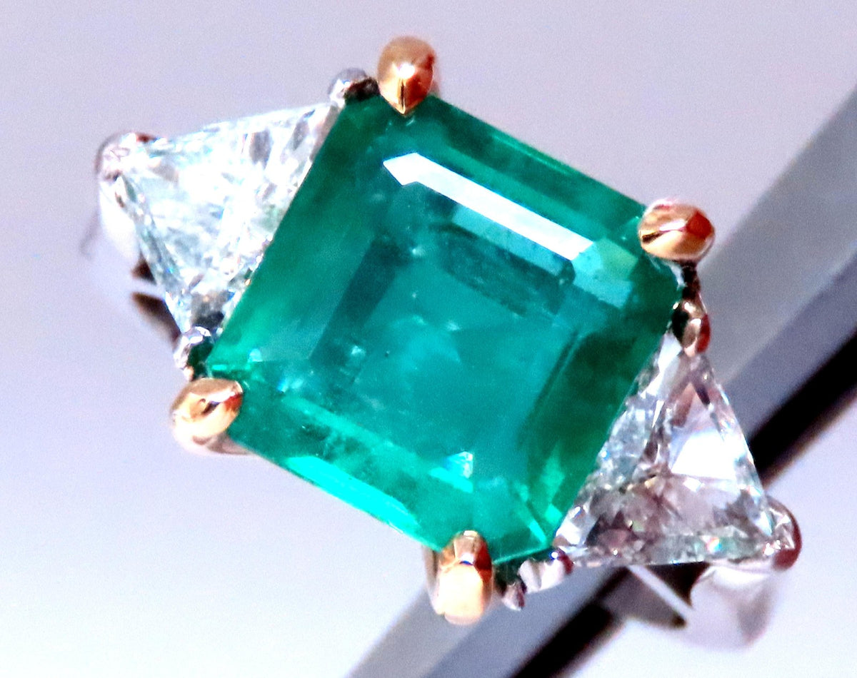 GIA Certified 3.97ct Natural Emerald (F1) Diamond Ring Platinum 12414 *v