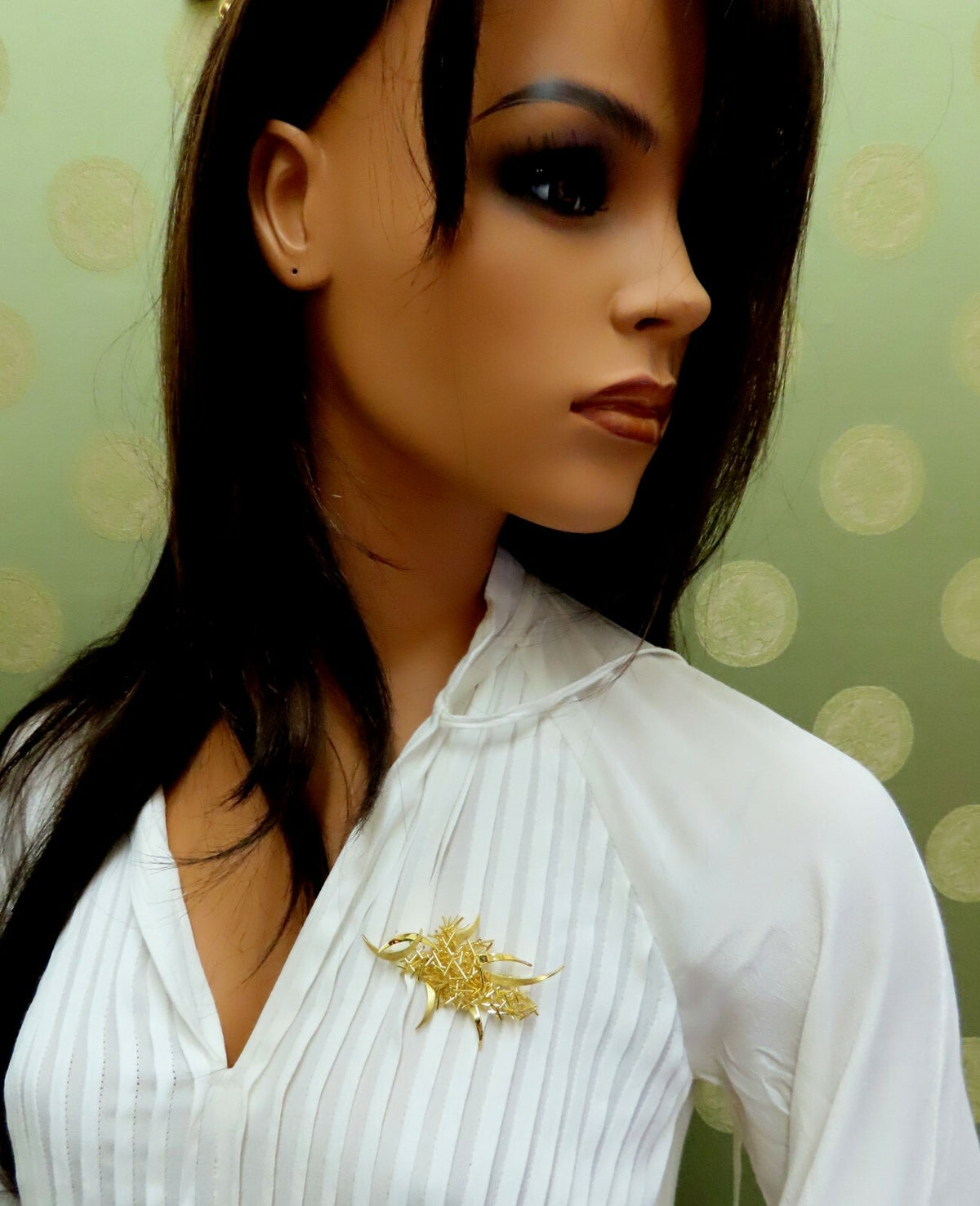 Modern Hand Made Fused Gold Sticks Pin 18 Karat *v