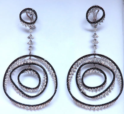 Black For White Diamond Circles Dangle Earrings 18kt 12532 *v