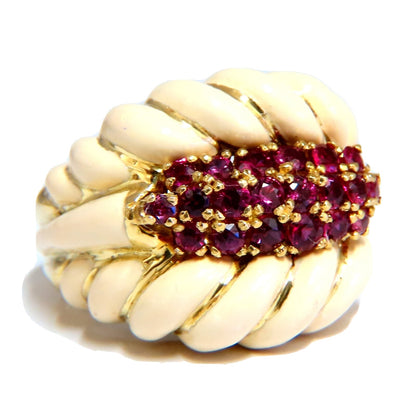 1ct natural ruby enamel estate 18 karat gold ring *v