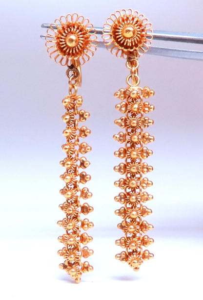 Classic Byzantine Turn Screw Non Pierce Dangle Earrings 18Kt Gold Ref 12375 *v