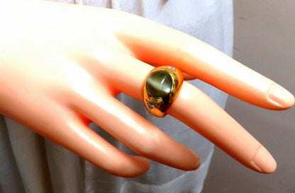 GIA Certified Natural Chrysoberyl Cats Eye Mens Diamond Signet Ring 18kt *v