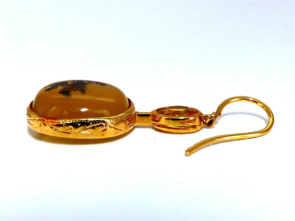 Natural Opal & Yellow Sapphire Dangle Earrings 18kt *v