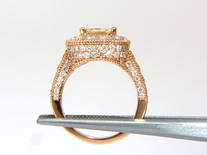 GIA CERTIFIED 5.37CT EMERALD CUT NATURAL DIAMOND RING 18KT HALO CLUSTER *v