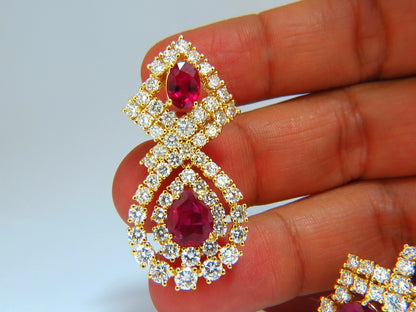 18.96ct GIA Certified natural red ruby diamond dangle earrings 18kt *v