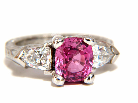 AGL Certified Natural Pink Sapphire diamond ring platinum arthritis knuckle *v