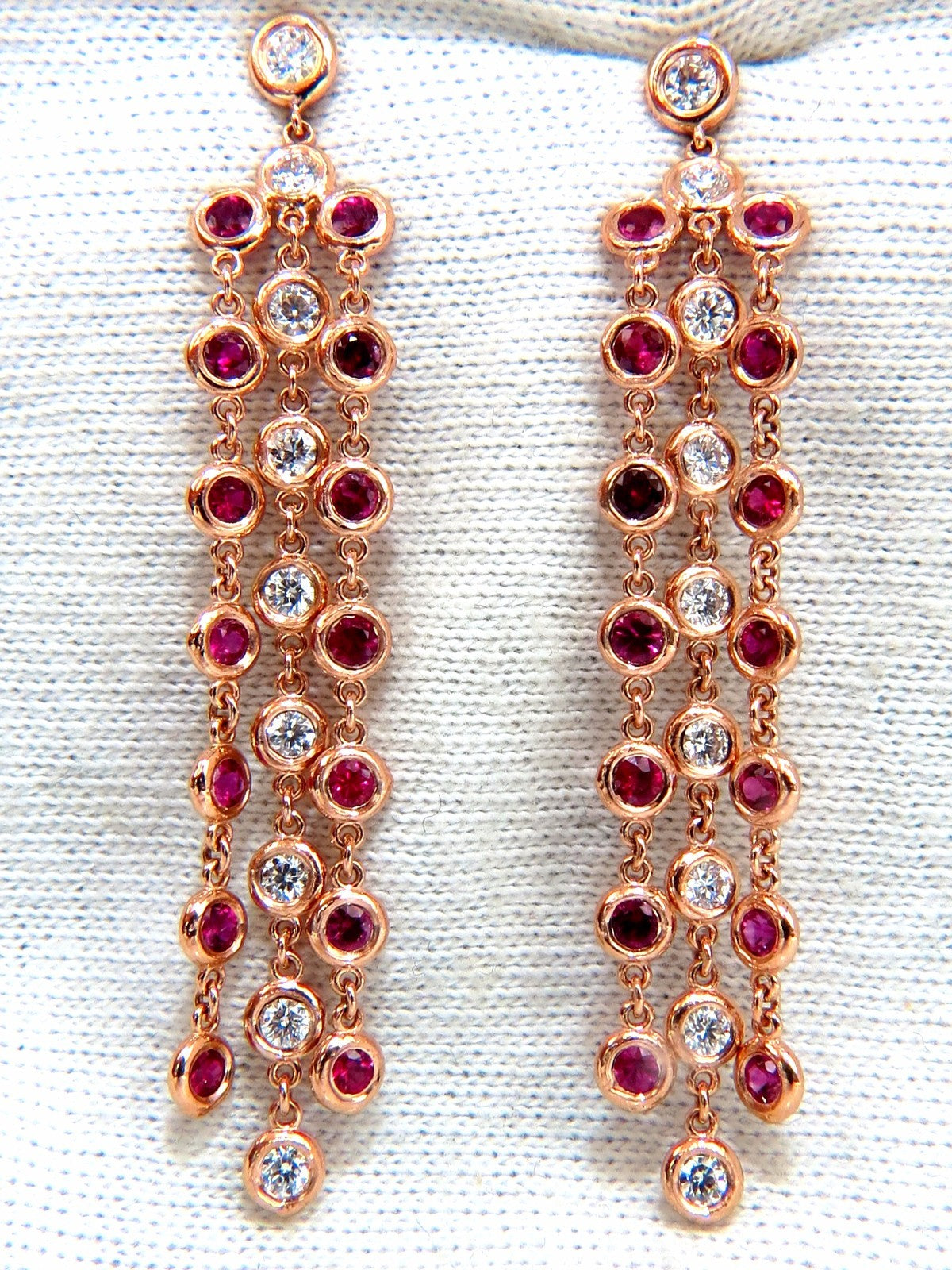 3.00ct natural deep red ruby diamond by yard dangle earrings 14kt *v