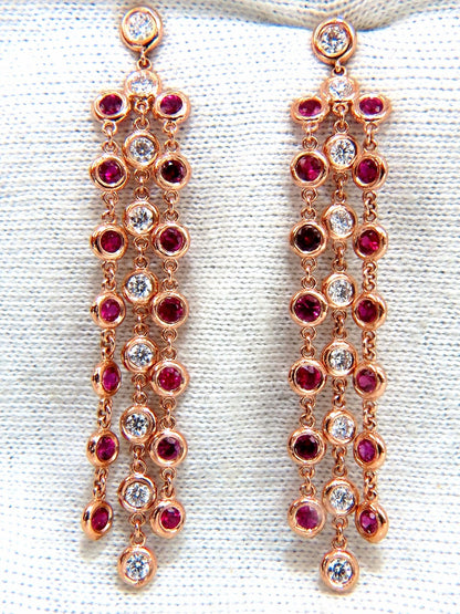 3.00ct natural deep red ruby diamond by yard dangle earrings 14kt *v