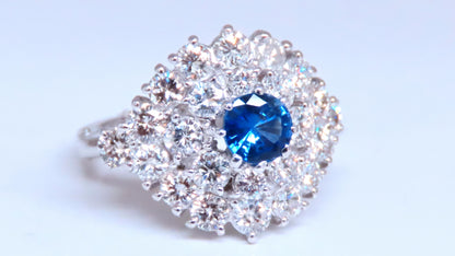 Natural Sapphire Diamonds Cluster Ring 14kt Gold Arthritis Accessible 12437 *v