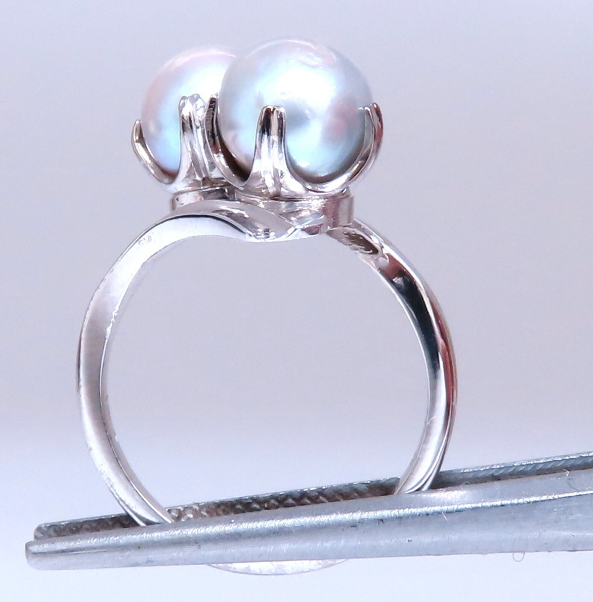 6mm Natural Gray Cultured Pearl Ring 14kt *v