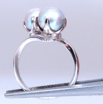 6mm Natural Gray Cultured Pearl Ring 14kt *v