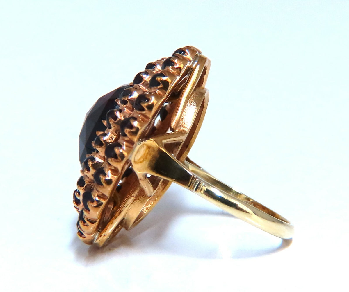 10ct natural oval garnets cluster ring 14kt gold 1930 *v