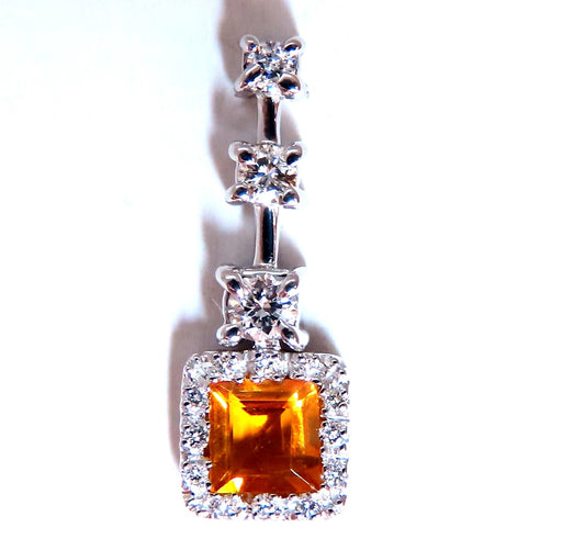 1.30 carat natural citrine diamond pendant bright orange 14 karat *v