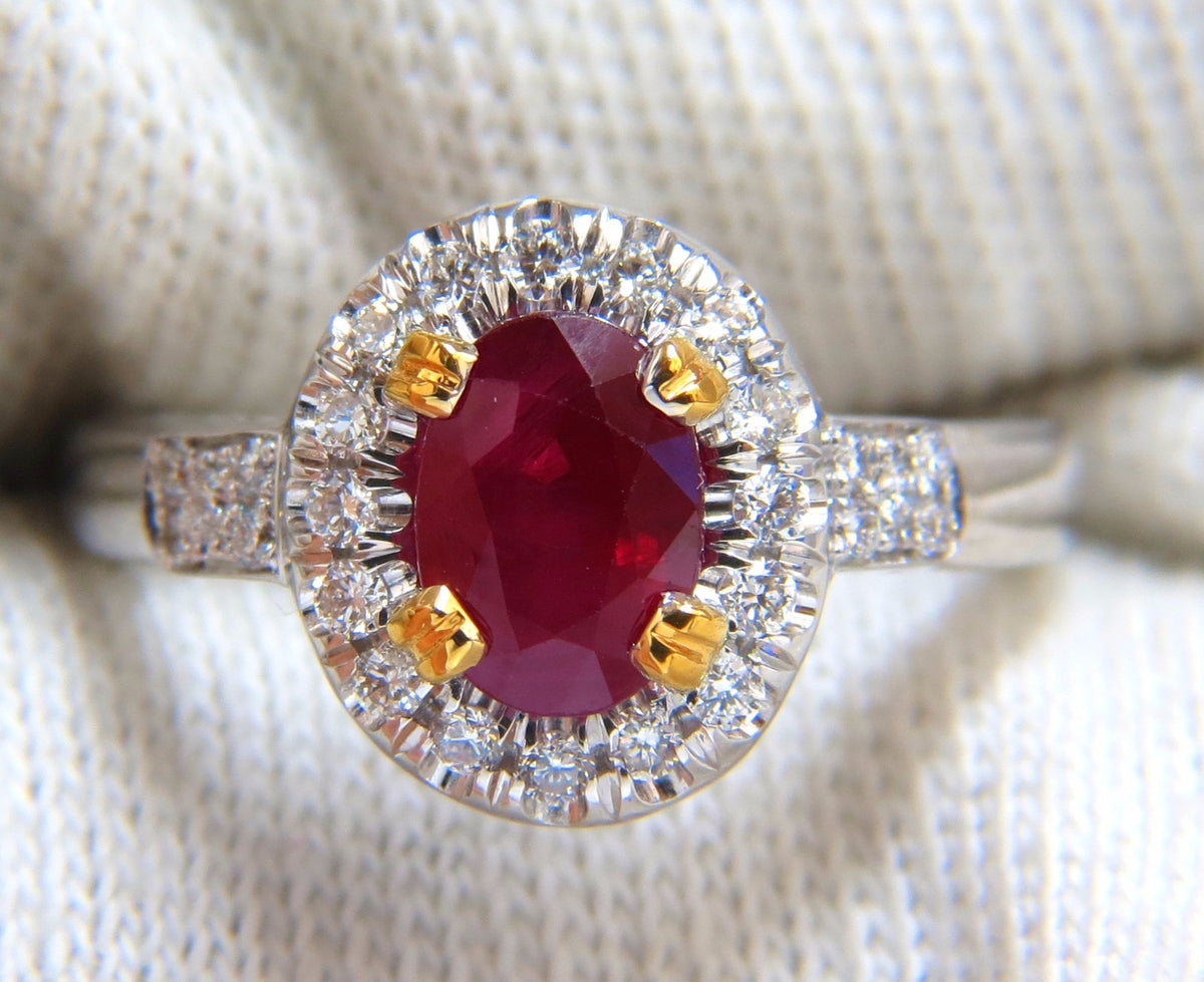 GIA Certified 1.63ct Burma Natural Ruby Diamond Ring 18kt Vivid Red *v