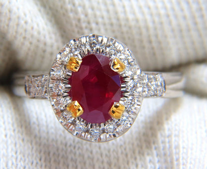 GIA Certified 1.63ct Burma Natural Ruby Diamond Ring 18kt Vivid Red *v