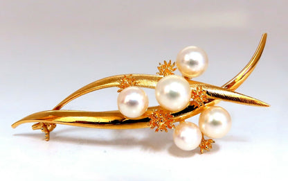 Akoya Pearls 14 Karat Gold Pin *v