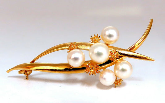 Akoya Pearls 14 Karat Gold Pin *v
