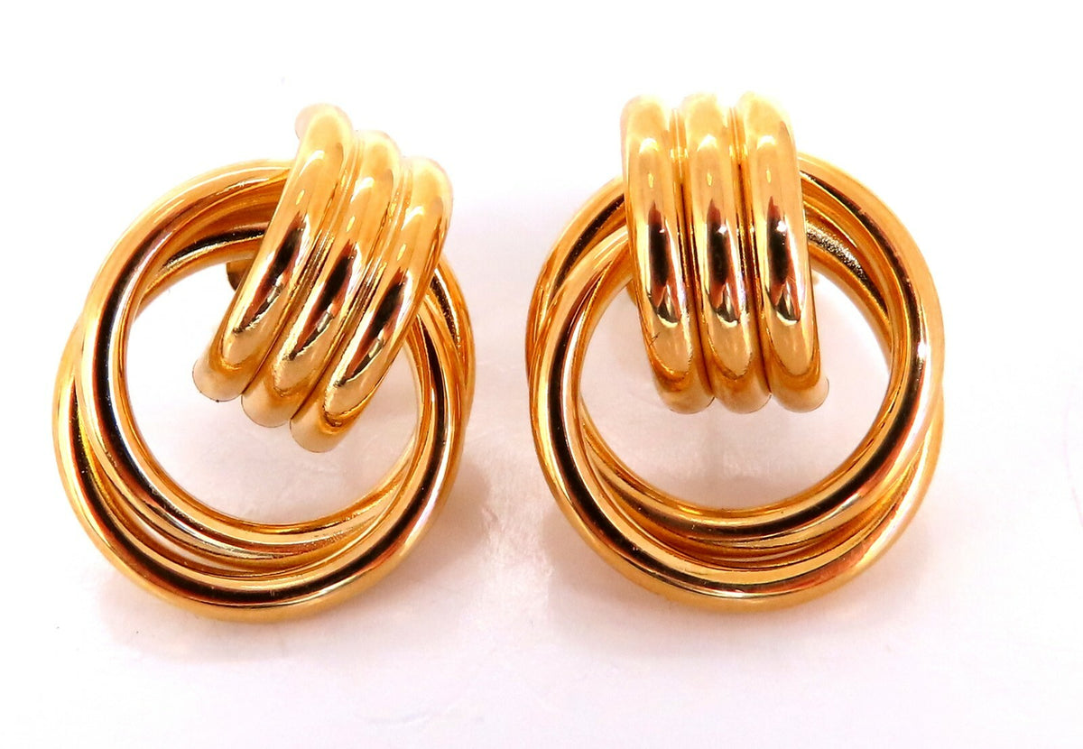 14kt Gold Circular Tube Earrings Knocker Classic *v