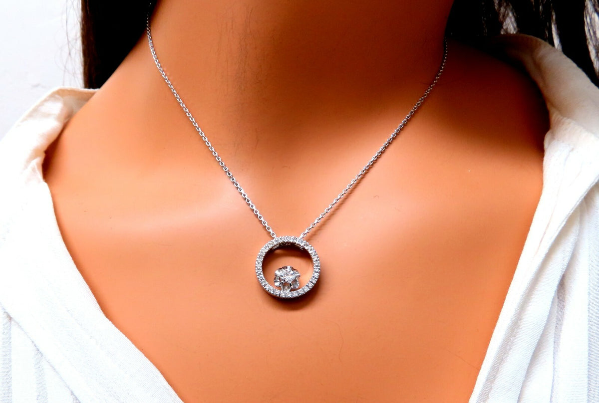 .59ct Natural Round Diamonds Circle Pendant Necklace 14kt *v