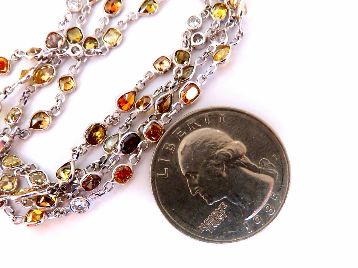 11.16ct Natural Multicolored Fancy Colored Diamonds Yard Necklace 14kt *v