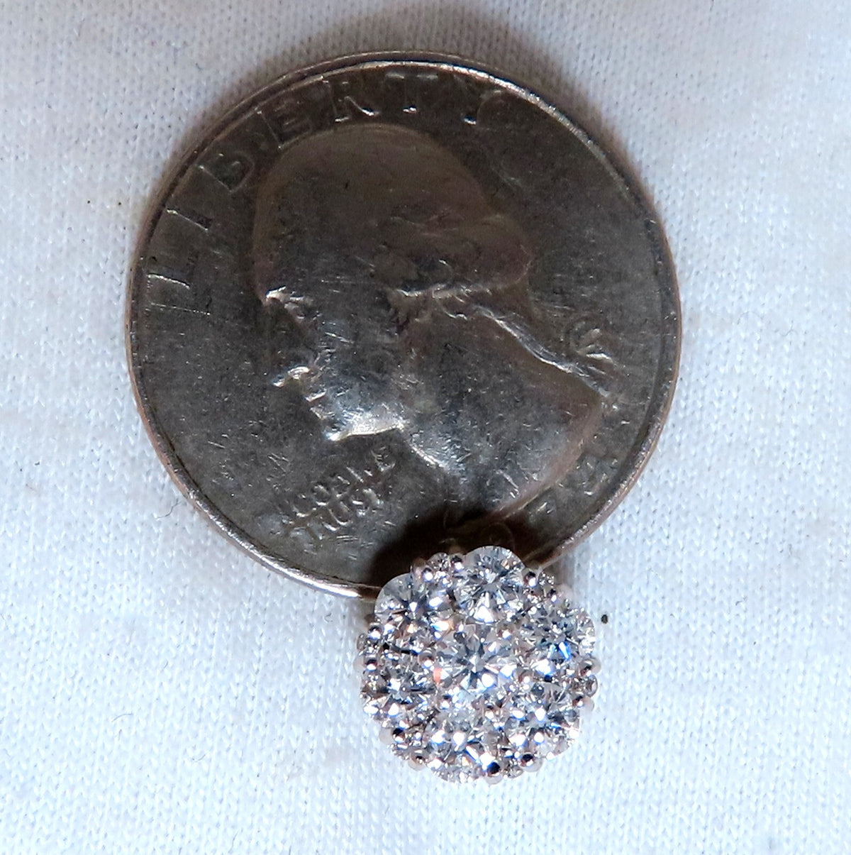 1.50ct. natural round diamond cluster earrings 14 karat *v
