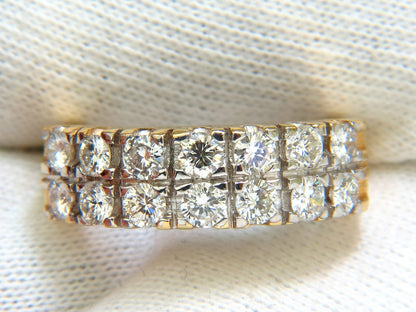 2.00CT TWO ROW ROUND NATURAL DIAMOND BAND RING H/VS 14KT GOLD *v