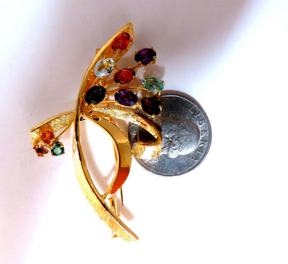 Natural Tourmaline Aquamarine Citrine Amethyst Garnet Bundle Pin 18kt Gold *v