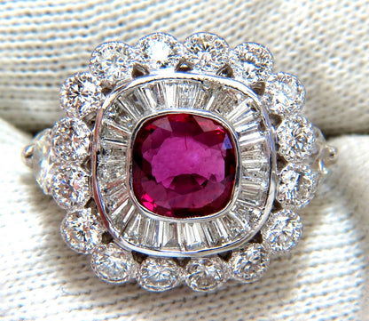 Ballerina Cocktail Cluster No Heat Ruby Diamond Ring 4.58ct. 18 Karat*V