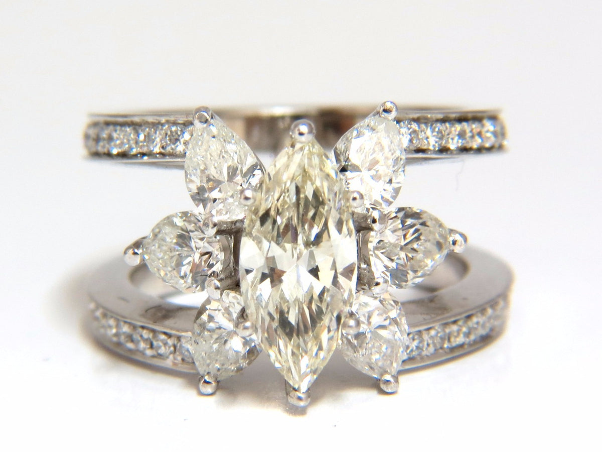 4.12ct natural diamonds marquise / pear eternity ring cocktail mod 14kt *v