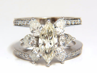 4.12ct natural diamonds marquise / pear eternity ring cocktail mod 14kt *v