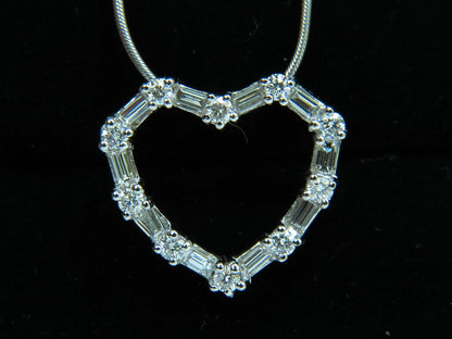 1.10CT DIAMONDS HEART PENDANT 14kt G VS 19'' 20X18MM *v