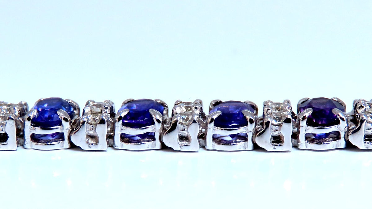 10ct Natural Oval Purple Amethysts Diamonds Tennis Bracelet 14kt Gold *v