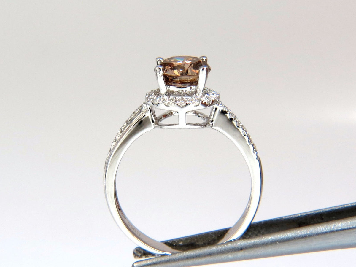 1.78ct natural fancy vivid orange brown diamond ring 18kt *v