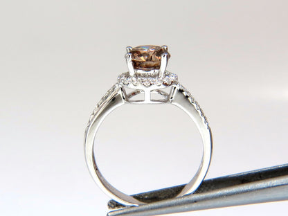 1.78ct natural fancy vivid orange brown diamond ring 18kt *v