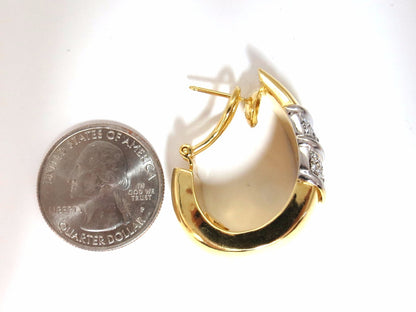 1.00ct large size classic diamond semi hoop earrings 18kt gold *v