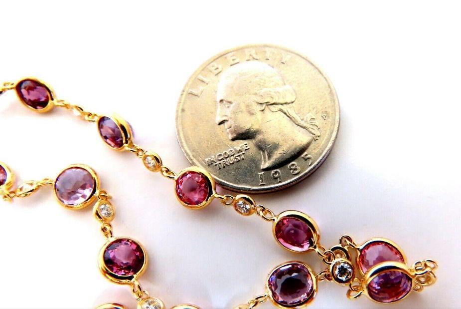 46ct Natural Pink Spinel Diamonds Yard Necklace 14kt Gold 12333 *v