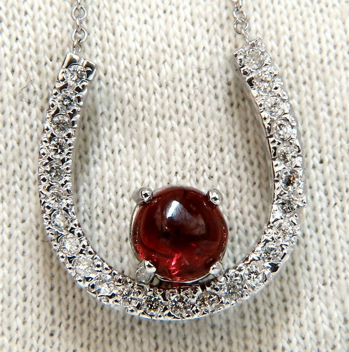 2.55ct Natural Spinel Diamond Horseshoe Necklace 14 Karat *v