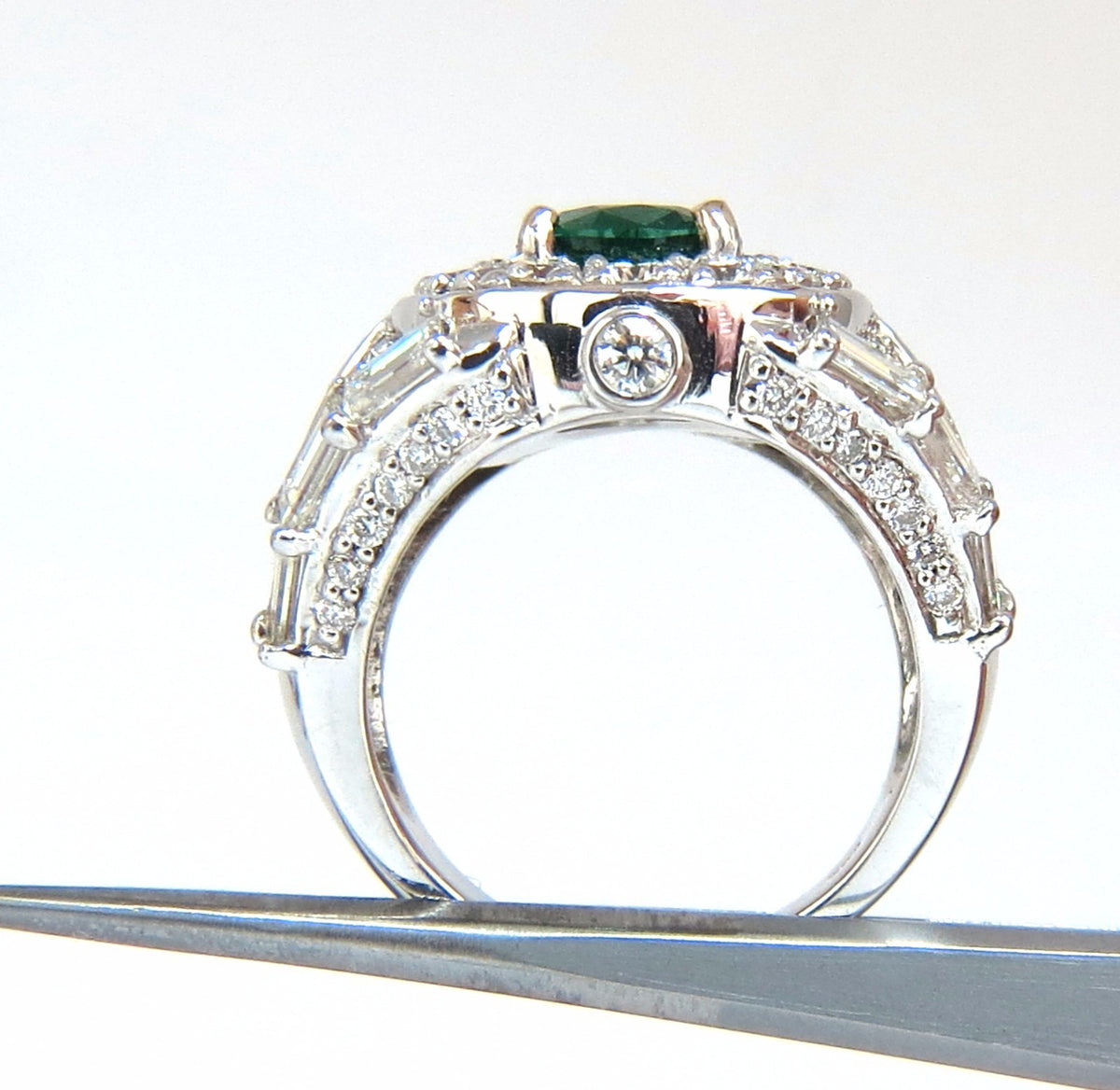 6.00ct natural vivid bright green emerald diamonds ring 14kt*v