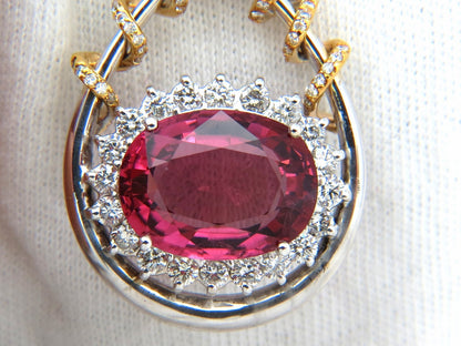 GIA 12.62CT NATURAL RUBELLITE PINK TOURMALINE DIAMONDS NECKLACE 18KT *V