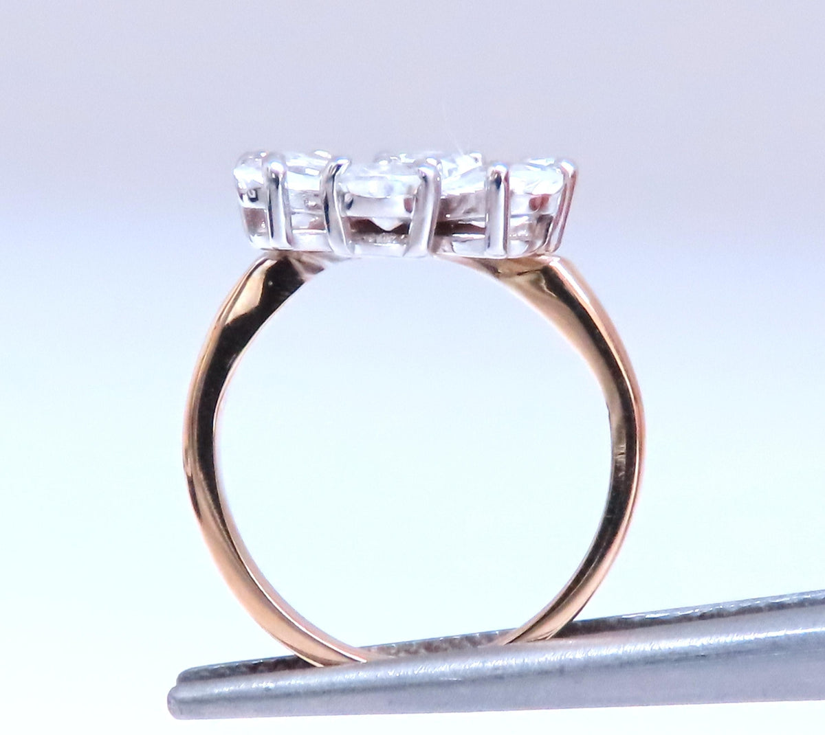 White sapphire Daisy Cluster Clover Ring 14kt Gold 12549 *v