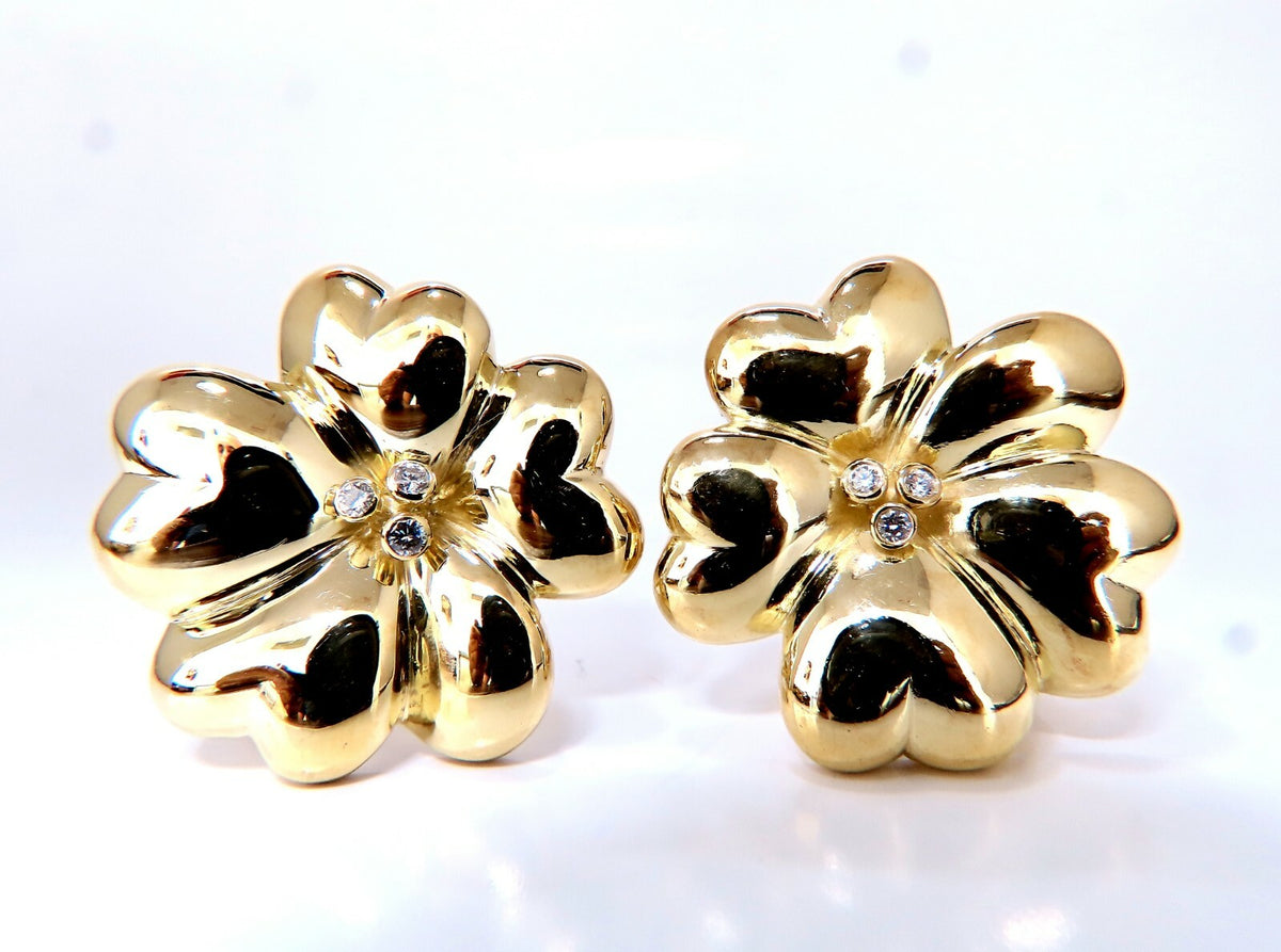 .30ct Round Diamond Circular Stacking Heart Flower Clip Earrings 18kt *v